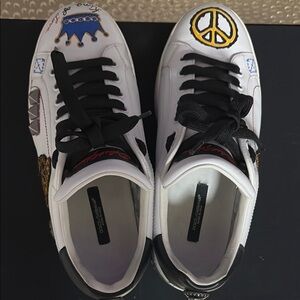 Dolce & Gabbana White Sneakers with Peace Sign